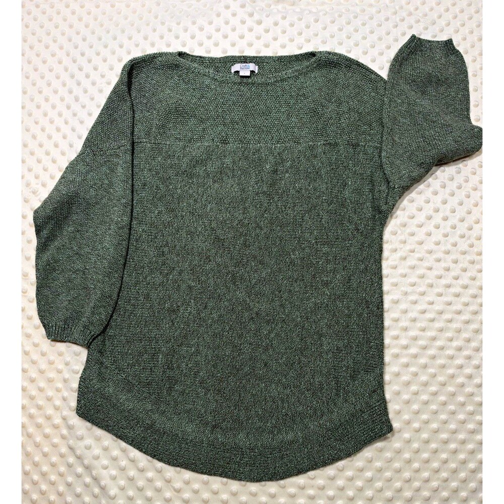 Croft & Barrow Womens Large Green Marled Boatneck 3/4 Sleeve Knit Sweater Top L